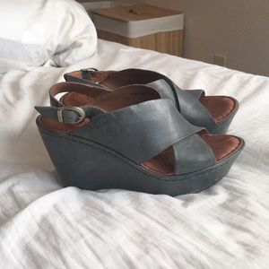 Born Emmy Wedge Leather Sandals